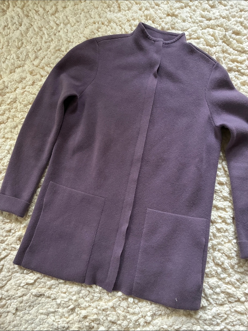 Saks Fifth Avenue Lavender Zip Front Knit Coatigan Cashmere!!